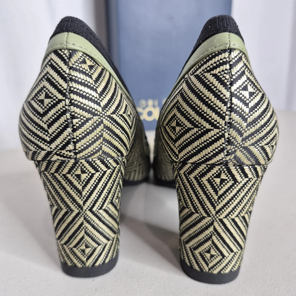 Lori Goldstein Collection LI-Yarden Raffia Block Heel Pumps - Size 7.5